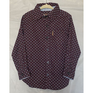 Ben Sherman Boy’s Blue, Red & White Diamond Button Up Shirt Sz 4
